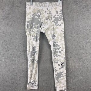 Nike Pro Compression Tights Mens Large White Gray Camo Dri-Fit Training Pants